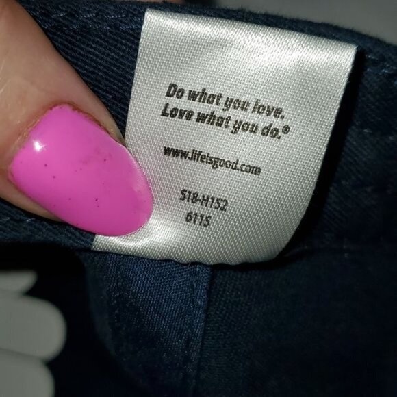 Life is Good Embellished Adjustabl A Tattered Chill Ballyard Script BaseBall Hat - Picture 9 of 12